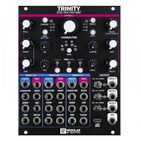Modbap Modular Trinity - Digital Drum Synth Array - Front