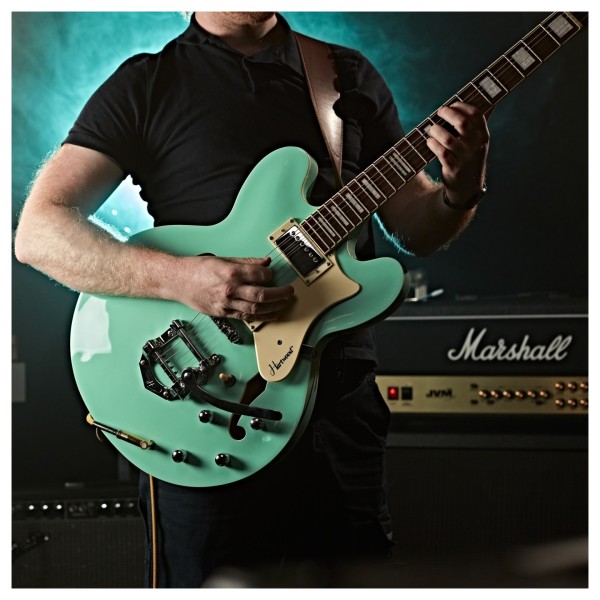 Hartwood Revival Vibrato Semi Acoustic Guitar, Jade Green