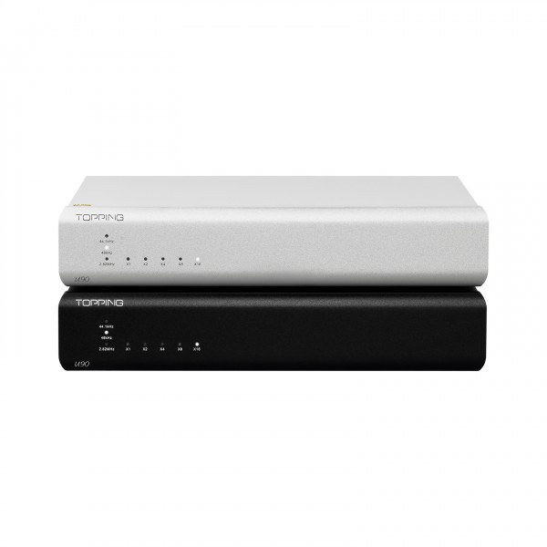 Topping U90 USB Bridge, Black and Silver Front View