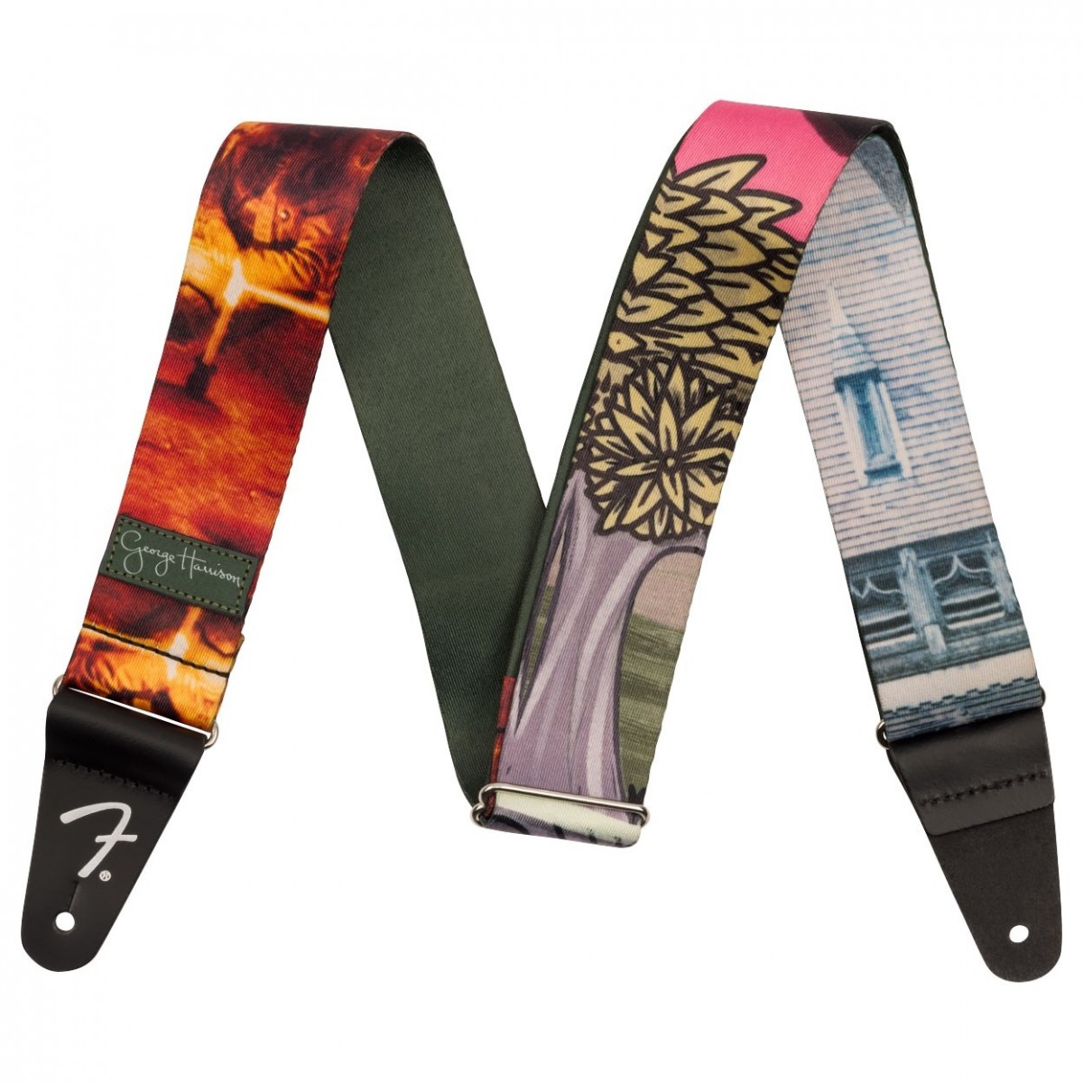 thumbnail image 2 of Fender George Harrison Dark Horse Logo Guitar Strap - 2-Inch Wide Denim & Jacquard Design 2 of 14
