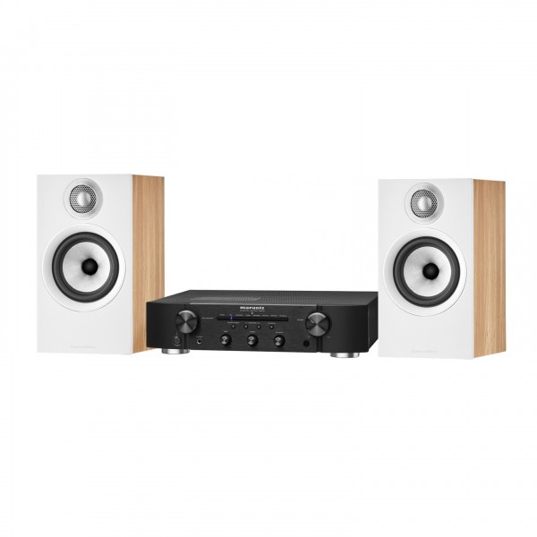 Marantz PM6007 Amplifier Black w/ Bowers & Wilkins 607 S2 Anniversary Edition Speakers, Oak