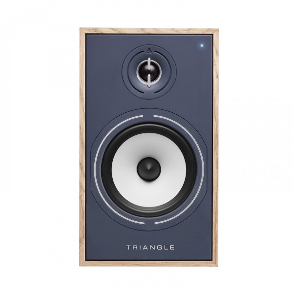 Triangle Borea BR03 Active Bookshelf Speakers (Pair), Light Oak Blue front view