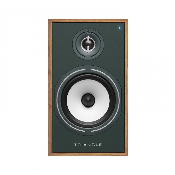 Triangle Borea BR03 Active Bookshelf Speakers (Pair), Oak Green front view