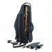 Tom and Will Alto Saxophone Gig Bag, Blue and Black open