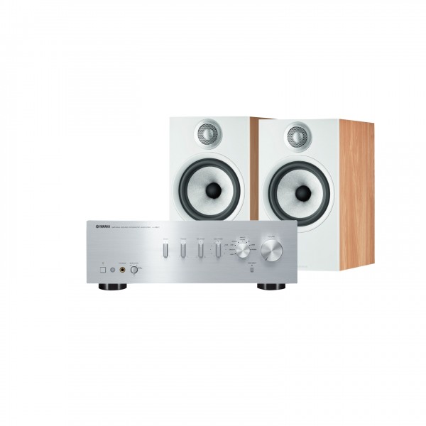 Yamaha A-S501 Amplifier Silver with Bowers & Wilkins 606 S2 AE Bookshelf Speakers, Oak Full View