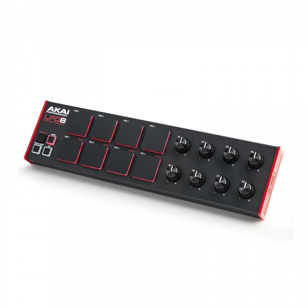 Akai Professional LPD8 Laptop Pad MIDI Controller - Angled, Left