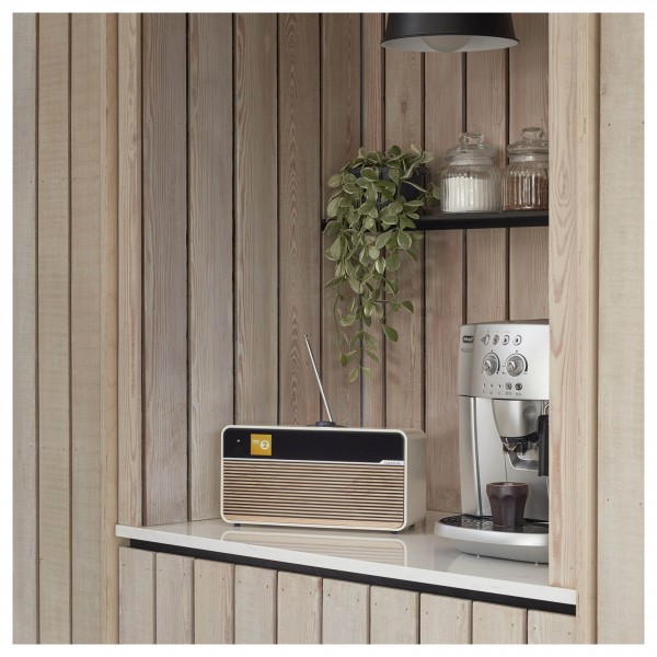 Ruark R2 MK4, Light Cream perched on shelf