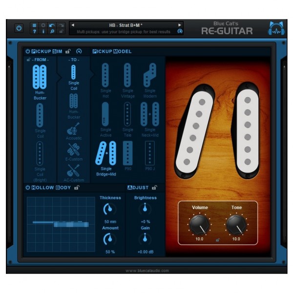 Blue Cat Re-Guitar - Single Bridge and Middle 