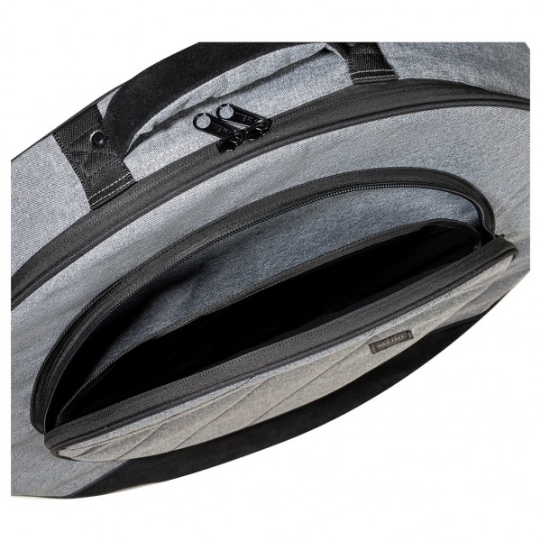 Meinl 22” Classic Woven Cymbal Bag, Heather Grey - Accessory Compartment Open