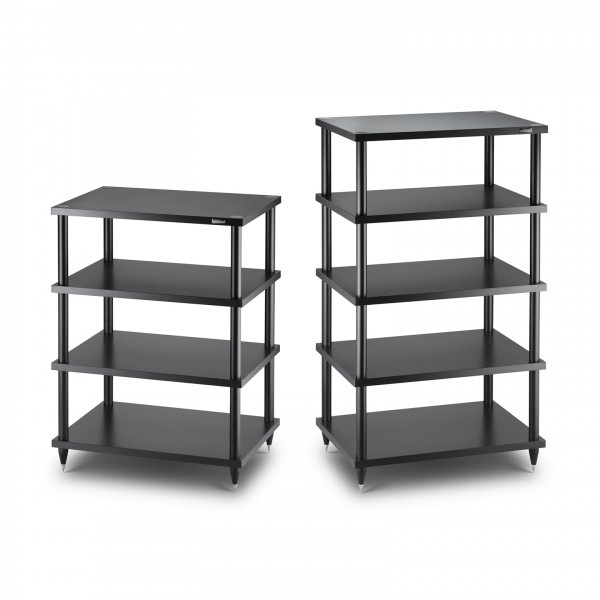 Solidsteel S2 4 Level HiFi Stereo Rack, Black Front View Pair
