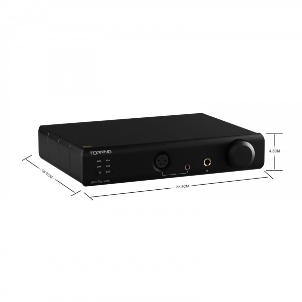 Topping A90D Headphone Amp, Black dimensions chart