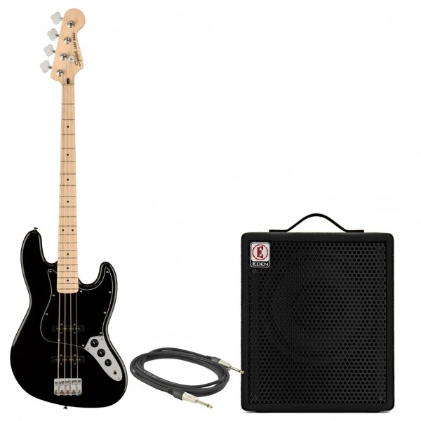Squier Affinity Jazz Bass MN, Black & Eden EC10 50-Watt Bass Combo