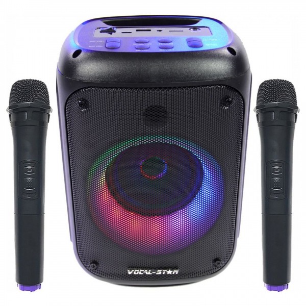 Vocal-Star VS-275BT Portable Bluetooth Karaoke Machine & 2 Mics - Angled