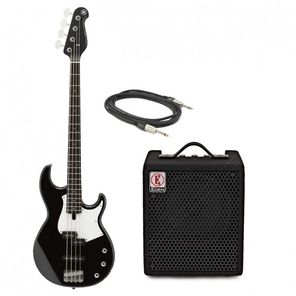 Yamaha BB 234 4-String Bass Guitar, Black & Eden EC8 Bass Combo