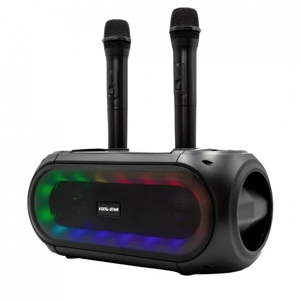 Vocal-Star VS-MT Portable Bluetooth Karaoke Machine & 2 Mics - Angled