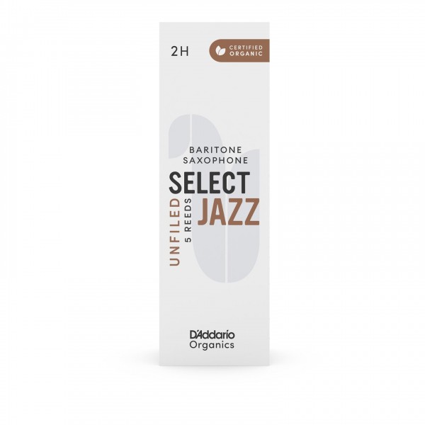 D'Addario Organic Select Jazz Unfiled Baritone Saxophone Reeds, 2H (5 Pack)
