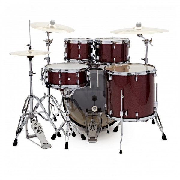 Yamaha Rydeen 20" Drum Kit w/Cymbals, Burgundy Glitter - Drum Kit Rear