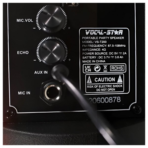 Vocal-Star VS-T200 Karaoke Machine - Rear Detail 2