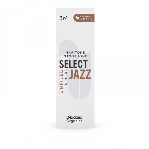 D'Addario Organic Select Jazz Unfiled Baritone Sax Reeds, 3M (5 Pack)