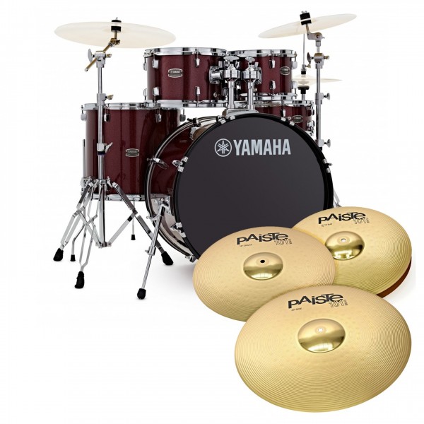 Yamaha Rydeen 22" Drum Kit w/Cymbals, Burgandy Glitter