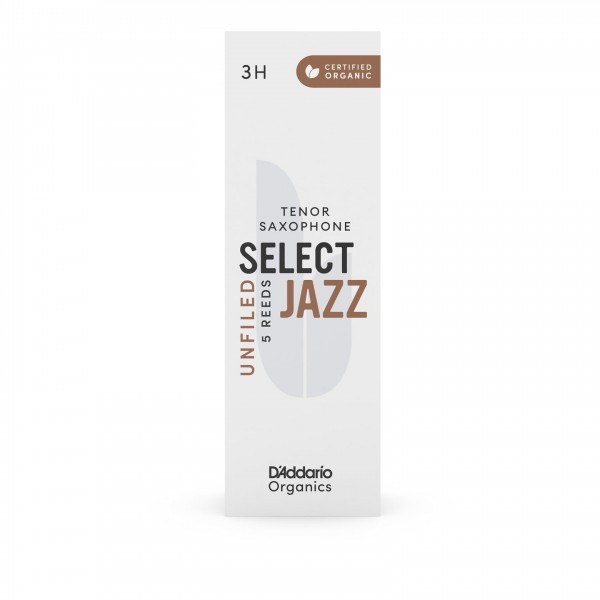D'Addario Organic Select Jazz Unfiled Tenor Sax Reeds, 3H (5 Pack)