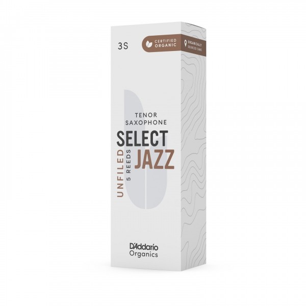 D'Addario Organic Select Jazz Unfiled Tenor Sax Reeds, 3S (5 Pack)