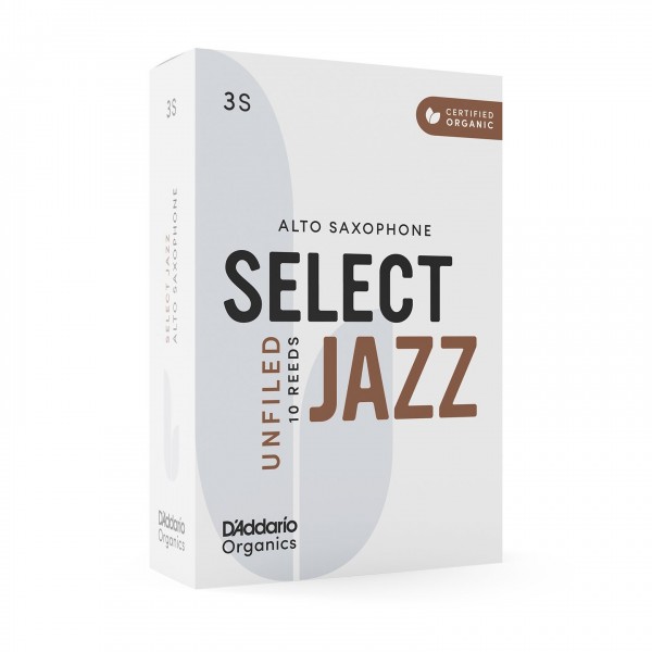 D'Addario Organic Select Jazz Unfiled Alto Sax Reeds, 3S (10 Pack)