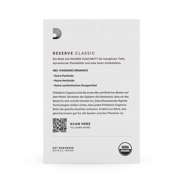 D'Addario Organic Reserve Classic German Clarinet Reeds - 2