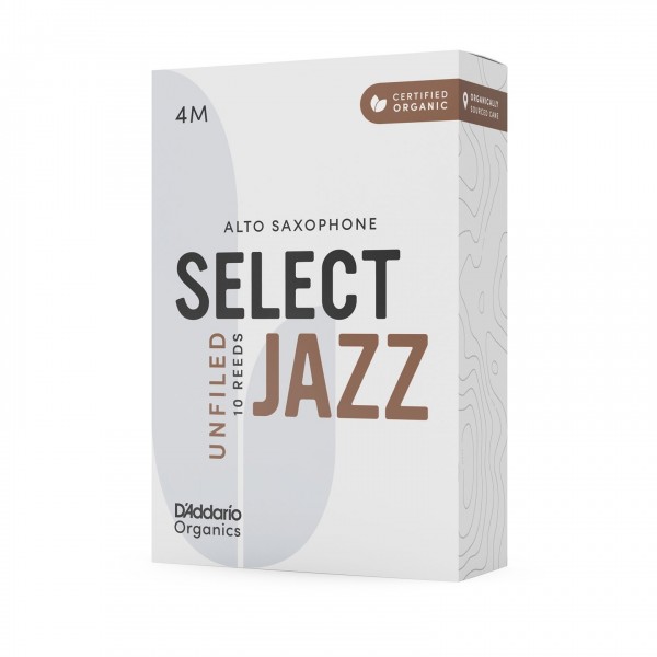 D'Addario Organic Select Jazz Unfiled Alto Sax Reeds, 4M (10 Pack)