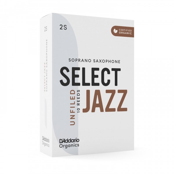 D'Addario Organic Select Jazz Unfiled Soprano Sax Reeds, 2S (10 Pack)