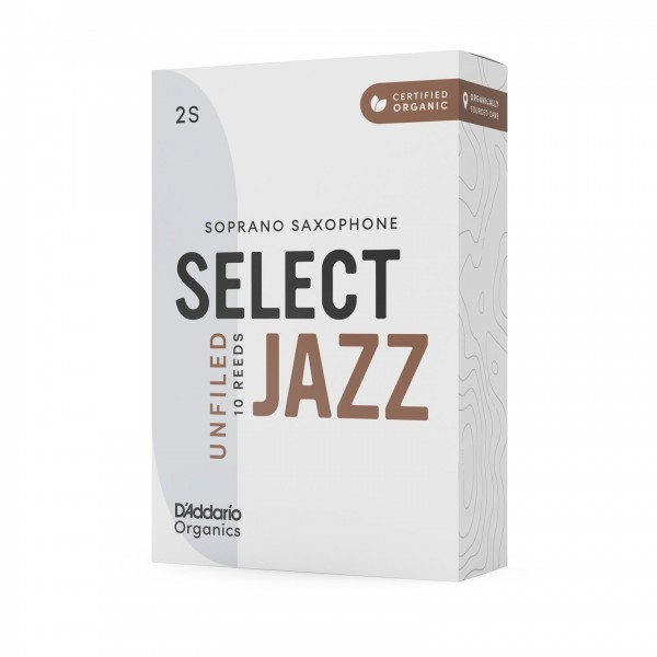 D'Addario Organic Select Jazz Unfiled Soprano Sax Reeds, 2S (10 Pack)