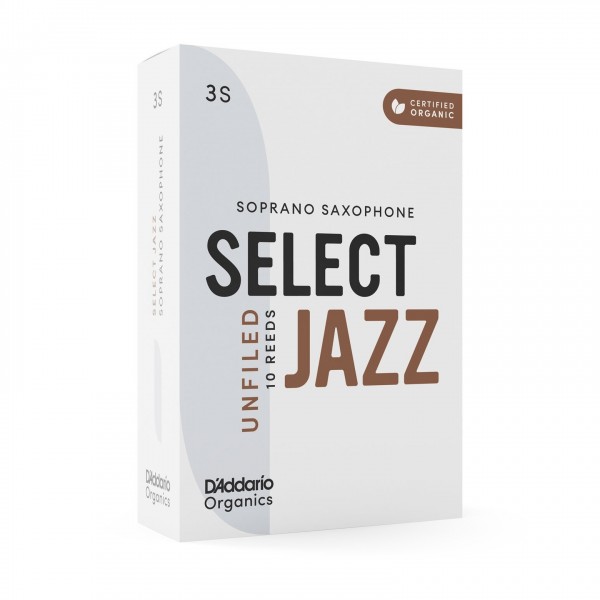 D'Addario Organic Select Jazz Unfiled Soprano Sax Reeds, 3S (10 Pack)