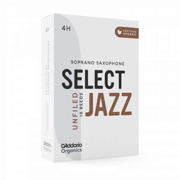 D'Addario Organic Select Jazz Unfiled Soprano Sax Reeds, 4H (10 Pack)