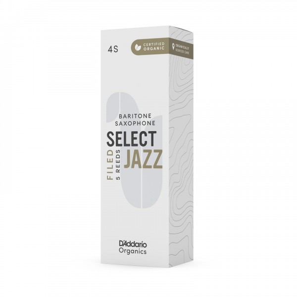 D'Addario Organic Select Jazz Filed Baritone Sax Reeds, 4S (5 Pack)