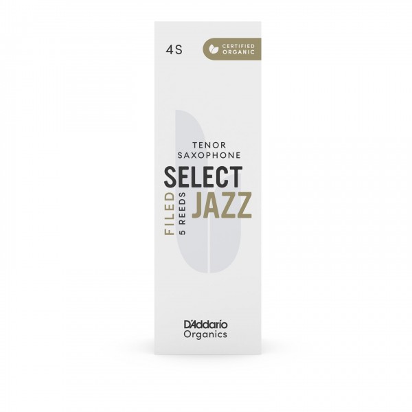 D'Addario Organic Select Jazz Filed Tenor Sax Reeds, 4S (5 Pack)