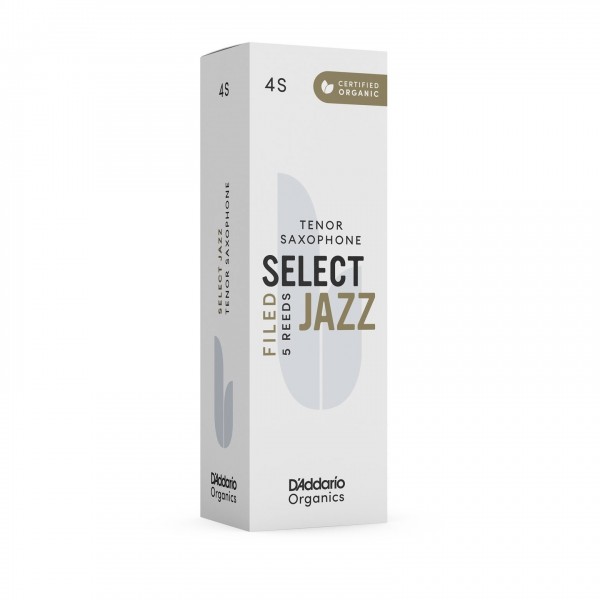 D'Addario Organic Select Jazz Filed Tenor Sax Reeds, 4S (5 Pack)