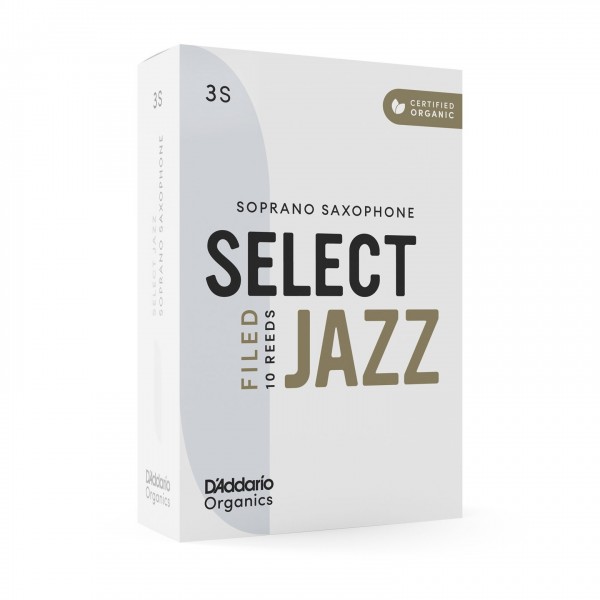 D'Addario Organic Select Jazz Filed Soprano Sax Reeds, 3S (10 Pack)