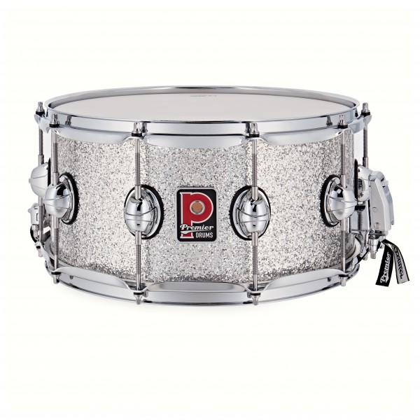 Premier Genista Maple 14" x 7" Snare Drum, Silver Sparkle