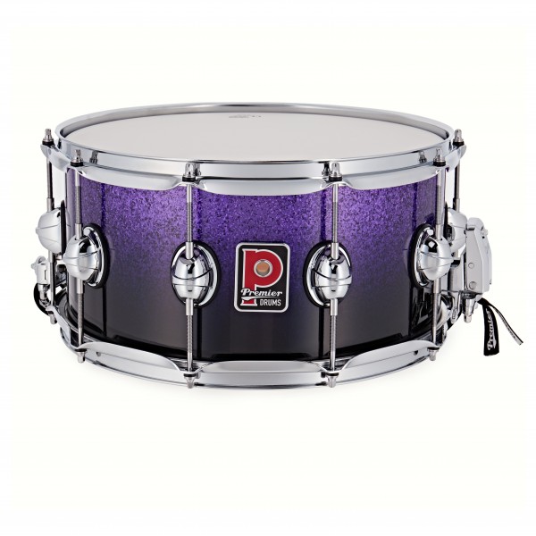 Premier Genista Maple 14" x 7" Snare Drum, Purple Fade Sparkle