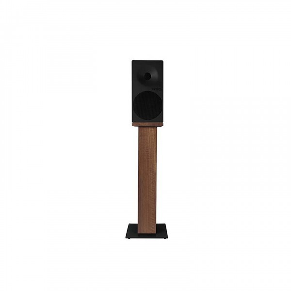 Norstone Alva Speaker Stands (Pair), Walnut Black Glass with Speaker 2