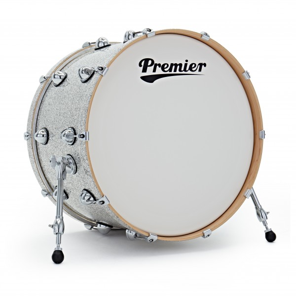 Premier Genista Maple 24" x 14" Bass Drum, Silver Sparkle