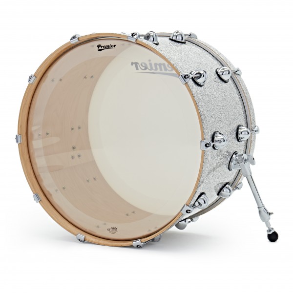 Premier Genista Maple 24" x 14" Bass Drum, Silver Sparkle