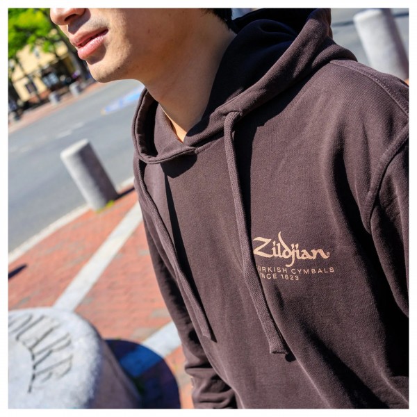 Zildjian Ltd Ed Cotton Hoodie Brown on Model