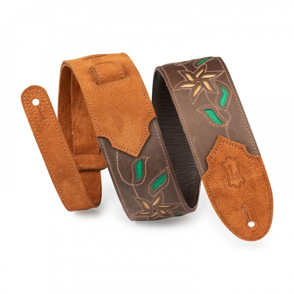 Levy's Flowering Vine Brown Leather Strap, Yellow Flowers