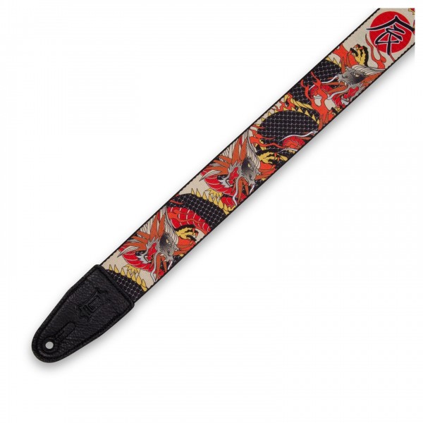 Levy's Prints Polyester w Leather Ends 2", Japanese Dragon 2 
