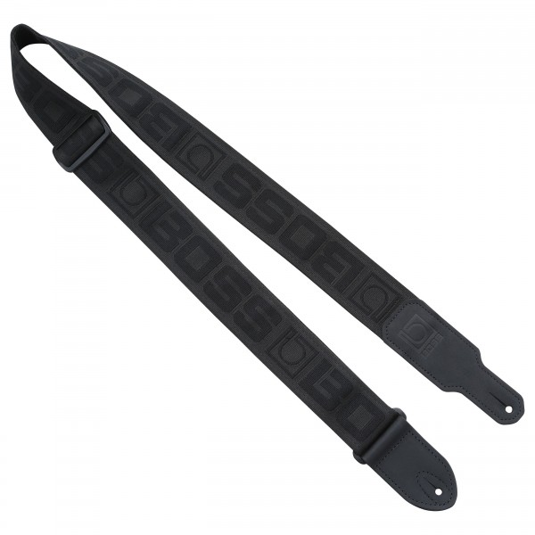 Boss BSM-20-BB Monogram Guitar Strap, Black Logo on Black