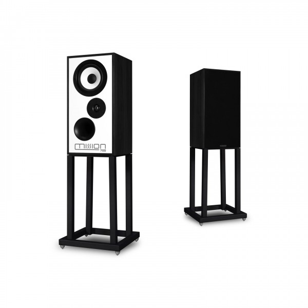 MISSION 700 Bookshelf Speakers (Pair), Black - Pair on Stands