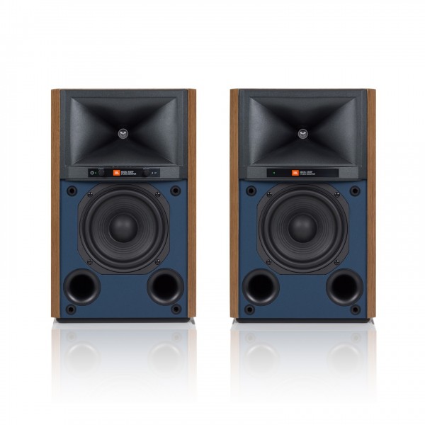 JBL 4305P Wireless Studio Monitor Speakers, Natural Walnut front view