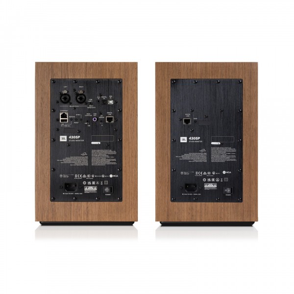 JBL 4305P Wireless Studio Monitor Speakers, Natural Walnut rear panel
