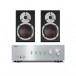 Yamaha A-S301 Amp Silver with DALI SPEKTOR 1 Speakers, Black Ash Front View